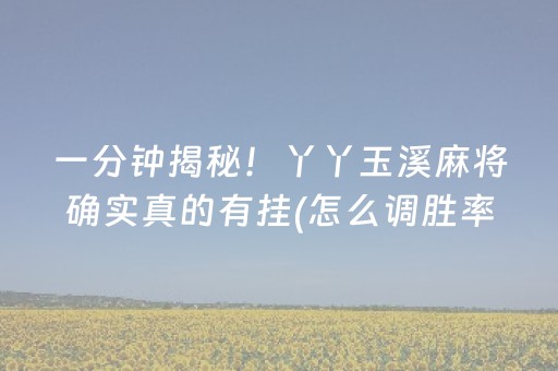 一分钟揭秘！丫丫玉溪麻将确实真的有挂(怎么调胜率)