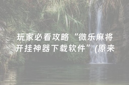 玩家必看攻略“微乐麻将开挂神器下载软件”(原来真的有挂)-抖音