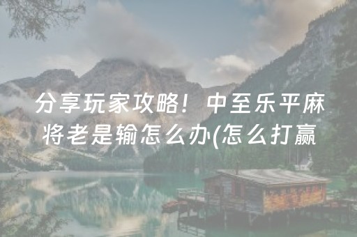 分享玩家攻略！中至乐平麻将老是输怎么办(怎么打赢的几率大)