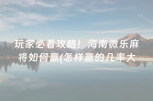 玩家必看攻略！海南微乐麻将如何赢(怎样赢的几率大)