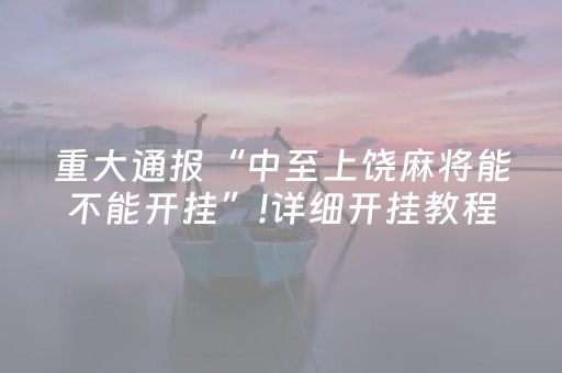 重大通报“中至上饶麻将能不能开挂”!详细开挂教程-抖音