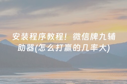 安装程序教程！微信牌九辅助器(怎么打赢的几率大)