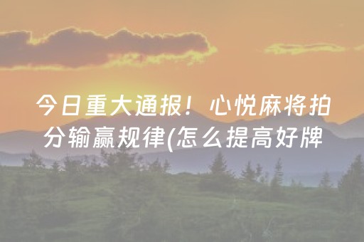 玩家必看科普“微信小程序雀神广东麻将辅助器下载”（如何提高胜率)