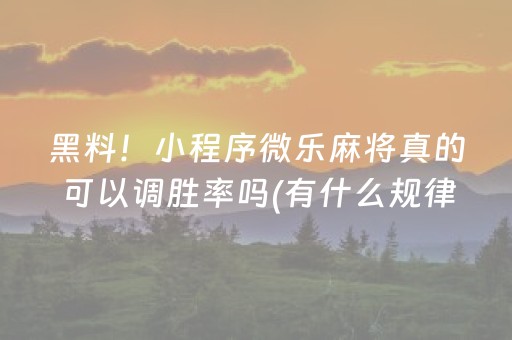 推荐十款“小程序微乐麻将的胡牌规则”（有什么规律)