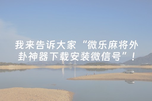 我来告诉大家“微乐麻将外卦神器下载安装微信号”!详细开挂教程-抖音