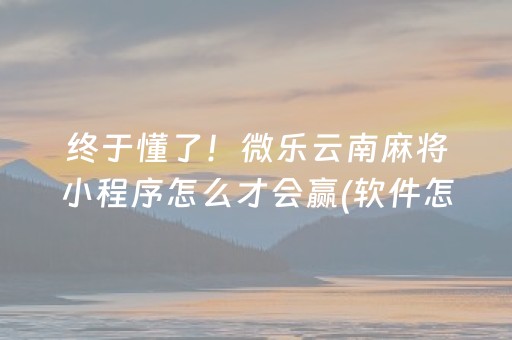 终于懂了！微乐云南麻将小程序怎么才会赢(软件怎么打赢)