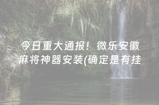 今日重大通报！微乐安徽麻将神器安装(确定是有挂)