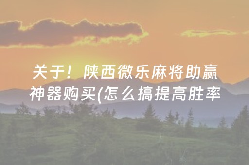 关于！陕西微乐麻将助赢神器购买(怎么搞提高胜率)