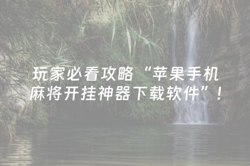 玩家必看攻略“苹果手机麻将开挂神器下载软件”!专业师傅带你一起了解（详细教程）-抖音
