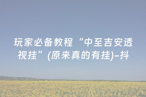 玩家必备教程“中至吉安透视挂”(原来真的有挂)-抖音