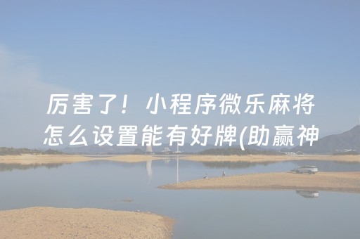 厉害了！小程序微乐麻将怎么设置能有好牌(助赢神器)