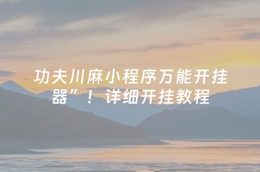 功夫川麻小程序万能开挂器”！详细开挂教程（确实真的有挂)-抖音