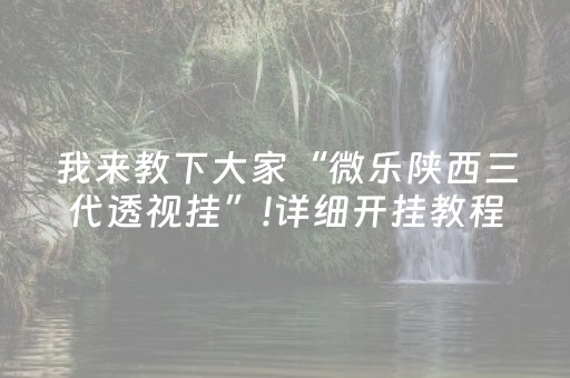 我来教下大家“微乐陕西三代透视挂”!详细开挂教程-抖音
