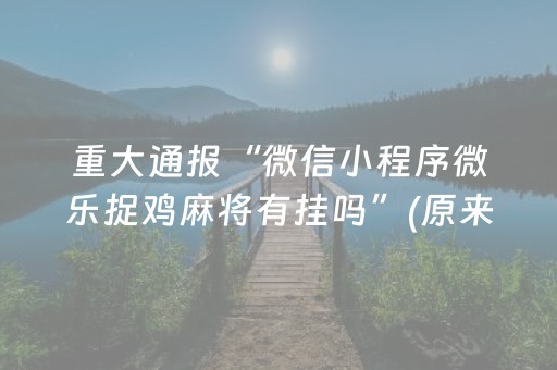 重大通报“微信小程序微乐捉鸡麻将有挂吗”(原来真的有挂)-抖音