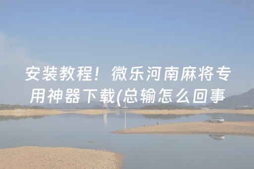安装教程！微乐河南麻将专用神器下载(总输怎么回事)