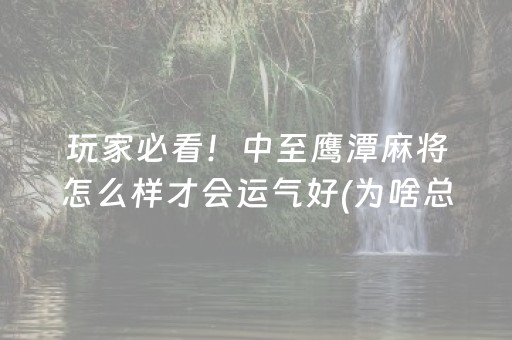 玩家必看！中至鹰潭麻将怎么样才会运气好(为啥总是输)