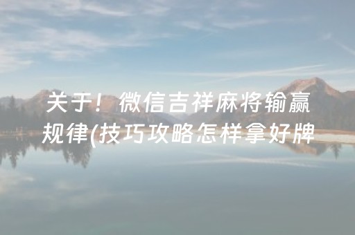 关于“微乐内蒙麻将输赢规律”（必赢神器辅助器)