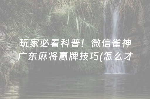 必看盘点揭秘“微乐天津麻将赢牌技巧”（自建房胜负规律)