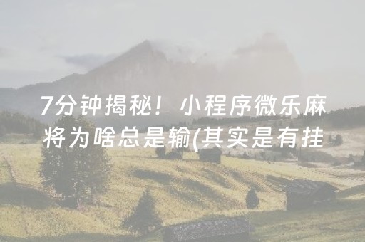 一分钟揭秘“微信小程序微乐麻将如何让系统发好牌”（辅助器下载)