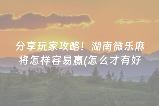 分享玩家攻略！湖南微乐麻将怎样容易赢(怎么才有好牌)