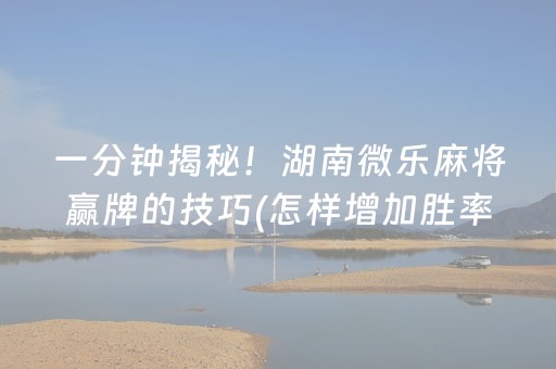 一分钟揭秘！湖南微乐麻将赢牌的技巧(怎样增加胜率)