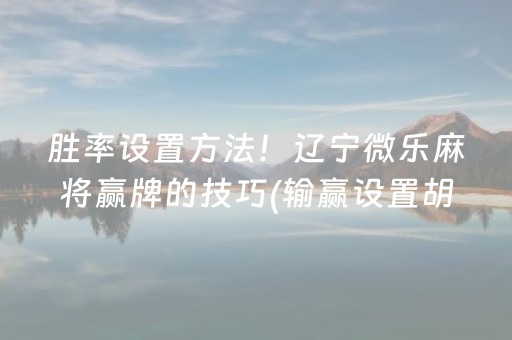 胜率设置方法！辽宁微乐麻将赢牌的技巧(输赢设置胡牌规律)