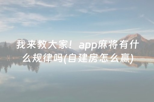 必备攻略“微信麻将开挂神器下载”（输赢有什么规律)