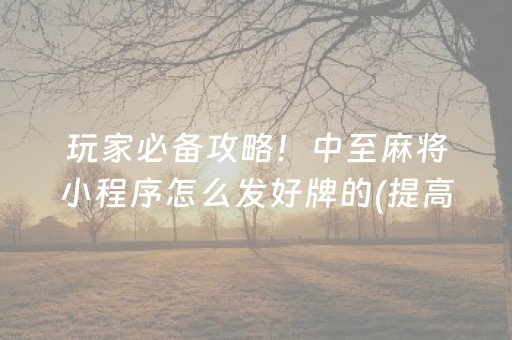 玩家必备攻略！中至麻将小程序怎么发好牌的(提高胜率的方法)