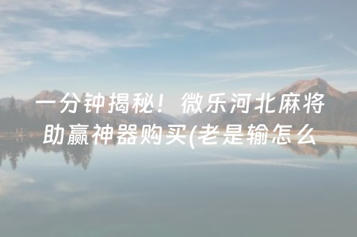 一分钟揭秘！微乐河北麻将助赢神器购买(老是输怎么办)