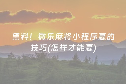 一分钟揭秘“微乐广西麻将助赢神器”（必赢神器)