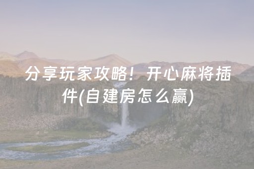 分享玩家攻略！开心麻将插件(自建房怎么赢)