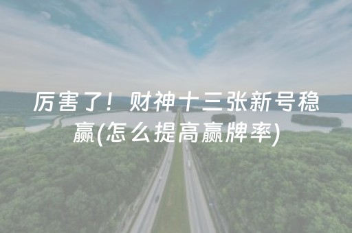 厉害了！财神十三张新号稳赢(怎么提高赢牌率)