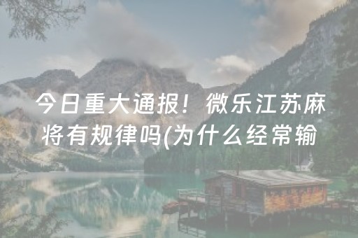玩家必看攻略“微乐安徽麻将输赢规律”（小程序控牌器)