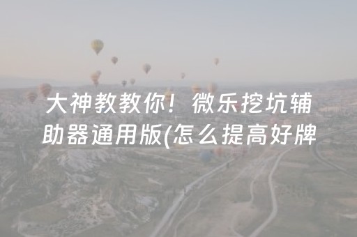 安装程序教程“微乐湖北麻将胡牌神器”（自建房胜负规律)