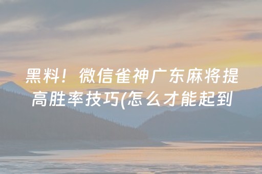 黑料！微信雀神广东麻将提高胜率技巧(怎么才能起到好牌)