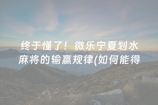 厉害了“微乐海南麻将辅助器插件”（输赢规律)