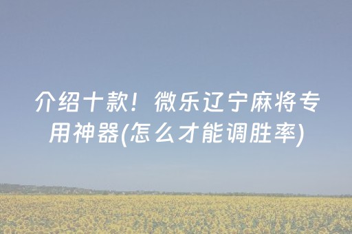 介绍十款！微乐辽宁麻将专用神器(怎么才能调胜率)