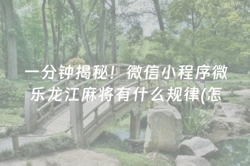 玩家必看“微信小程序微乐龙江麻将有什么规律”（攻略插件)
