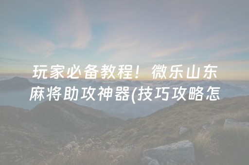 玩家必备教程！微乐山东麻将助攻神器(技巧攻略怎样拿好牌)