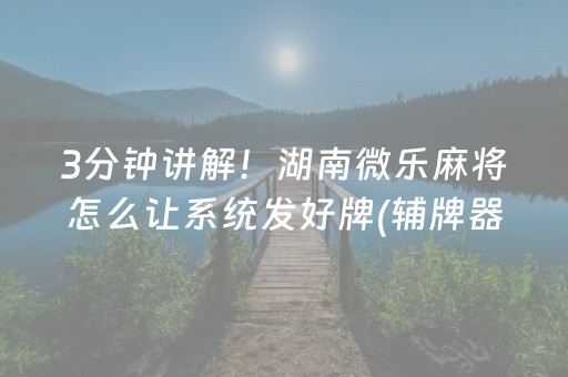 3分钟讲解！湖南微乐麻将怎么让系统发好牌(辅牌器购买)