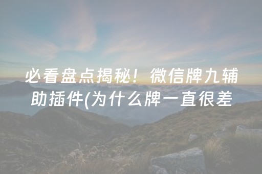 必看盘点揭秘！微信牌九辅助插件(为什么牌一直很差)