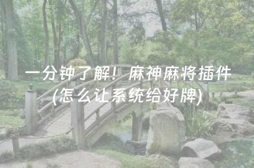一分钟了解！麻神麻将插件(怎么让系统给好牌)