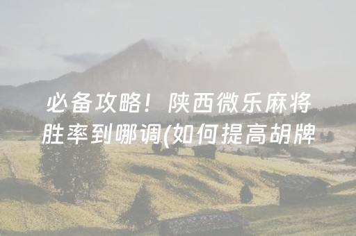 给玩家盘点十款“微乐福建麻将专用神器”（怎么增加胜率)
