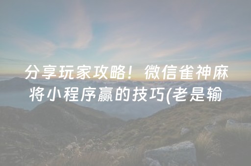 玩家必看攻略“微乐家乡麻将助赢神器”（辅助器插件)