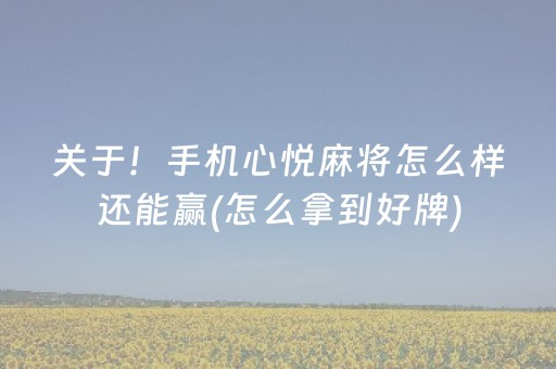 玩家必看“微乐四川麻将怎么让系统发好牌”（自建房胜负规律)