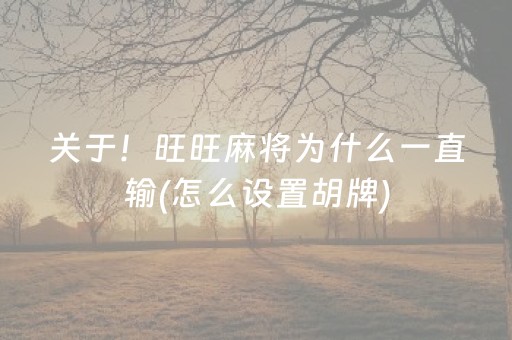 今日重大通报“小程序麻将怎么设置才能赢”（透明器教程)