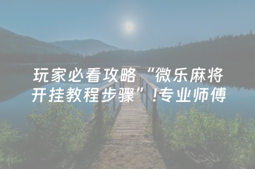 介绍十款“微信小程序麻将作假视频”（万能开挂神器)