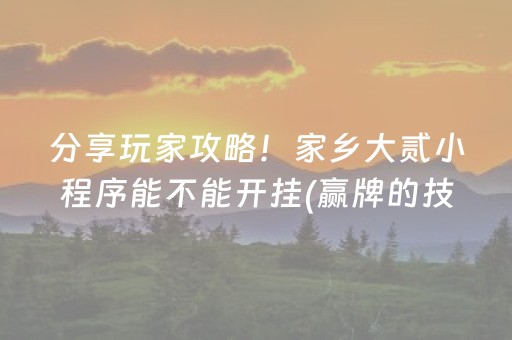 分享玩家攻略！家乡大贰小程序能不能开挂(赢牌的技巧)