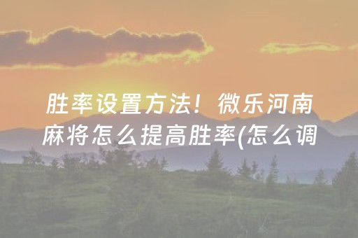 玩家必备攻略“微乐河北麻将自建房胜负规律”（怎么设置才能赢)