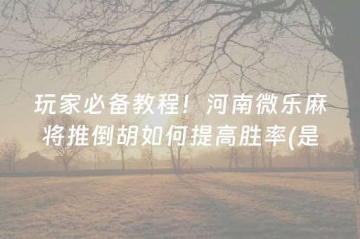 玩家必备教程！河南微乐麻将推倒胡如何提高胜率(是不是有猫腻)